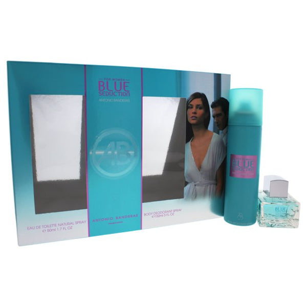 Antonio Banderas Blue Seduction 1.7 EDT Perfume, 5.0 Deodorant Spray 2 pc Women Perfume Set - Lexor Miami