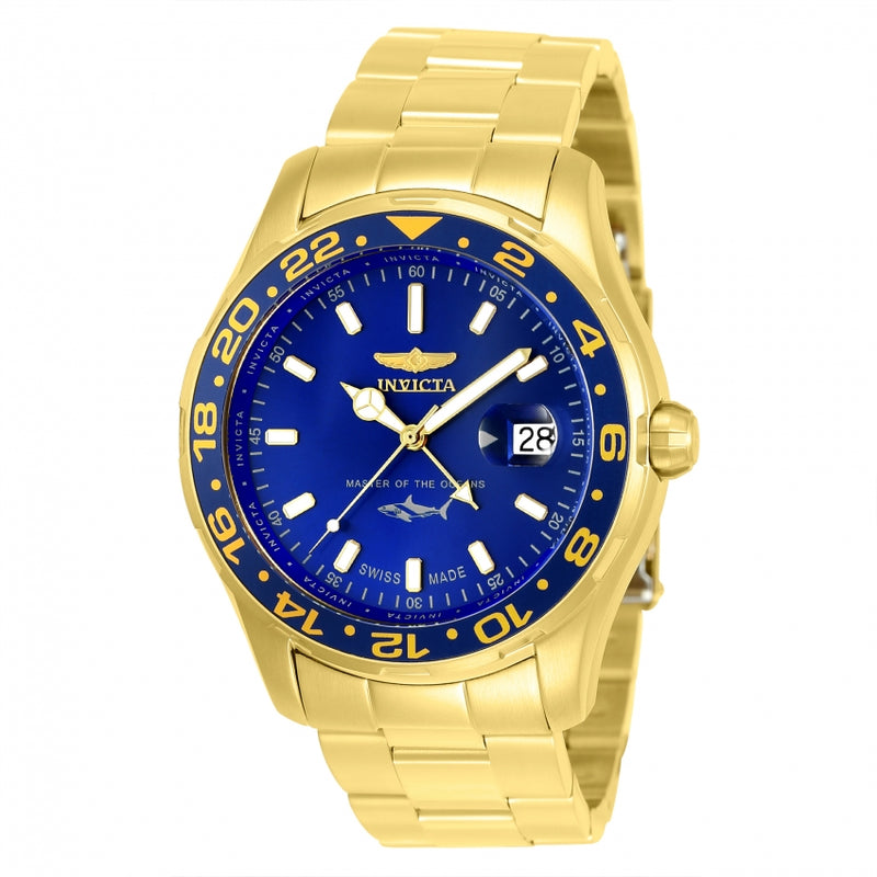Invicta 25823 Pro Diver Gold-Tone Steel Bracelet & Flame-Fusion Crystal Quartz Blue Dial Men Watches - Lexor Miami