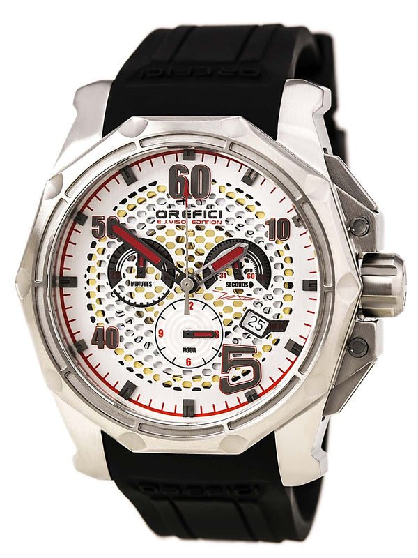 Orefici ORMEJ2C555 EJ Viso Edizione Limitata Silver Dial Black Rubber Strap Chrono Men Watches Lexor Miami - Lexor Miami