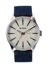 Nixon A1051540-00 Sentry Cream Dial Denim Strap Men Watches Lexor Miami - Lexor Miami