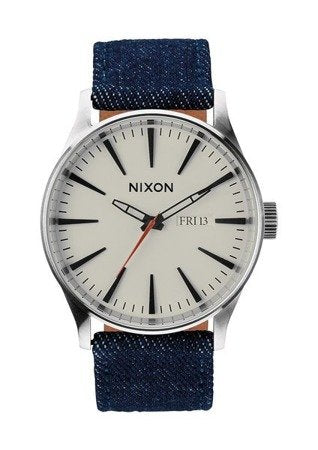 Nixon A1051540-00 Sentry Cream Dial Denim Strap Men Watches Lexor Miami - Lexor Miami