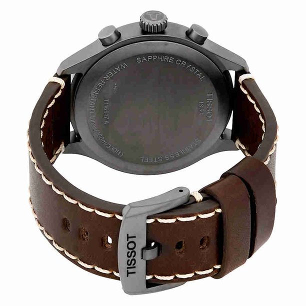 Tissot T1166173604700 T-Sport Chronograph Brown Leather Strap Men Watches - Lexor Miami