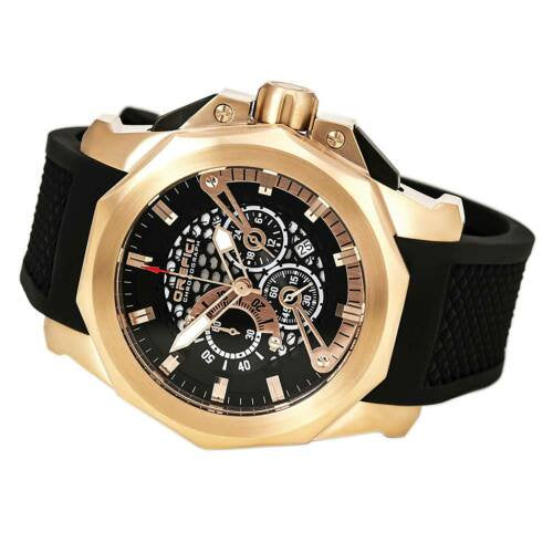 Orefici ORM2C4805 Gladiatore Black Dial Rose Gold Steel Black Rubber Strap Chrono Men Watches Lexor Miami - Lexor Miami