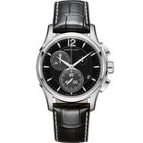 Hamilton H32612731 Jazzmaster Chrono Quartz Black Leather Strap Men Watches