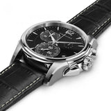 Hamilton H32612731 Jazzmaster Chrono Quartz Black Leather Strap Men Watches