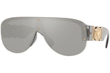 Versace VE4391 311/6G 48 Unisex Sunglasses by Versace Sunglasses feature a wide gray lens, gold stud details, and gold Medusa medallions on the temples, offering bold statement style and iconic Versace flair.