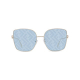 Fendi FE40013U 32V 59 Women Sunglasses feature square, thin metal frames and blue gradient lenses with a subtle F pattern, combining modern style and sophistication. Explore luxury eyewear by Fendi Sunglasses.