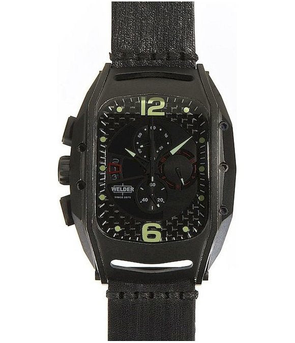 Welder K-42 801 BLACK DIAL CHRONOGRAPH BLACK LEATHER STRAP BRAND Men Watches Lexor Miami - Lexor Miami